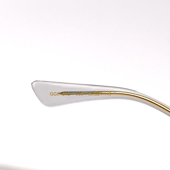 🔥 Gucci GG0184O 005 Eyeglasses Gray Clear Gold Square Unisex - Picture 8 of 9